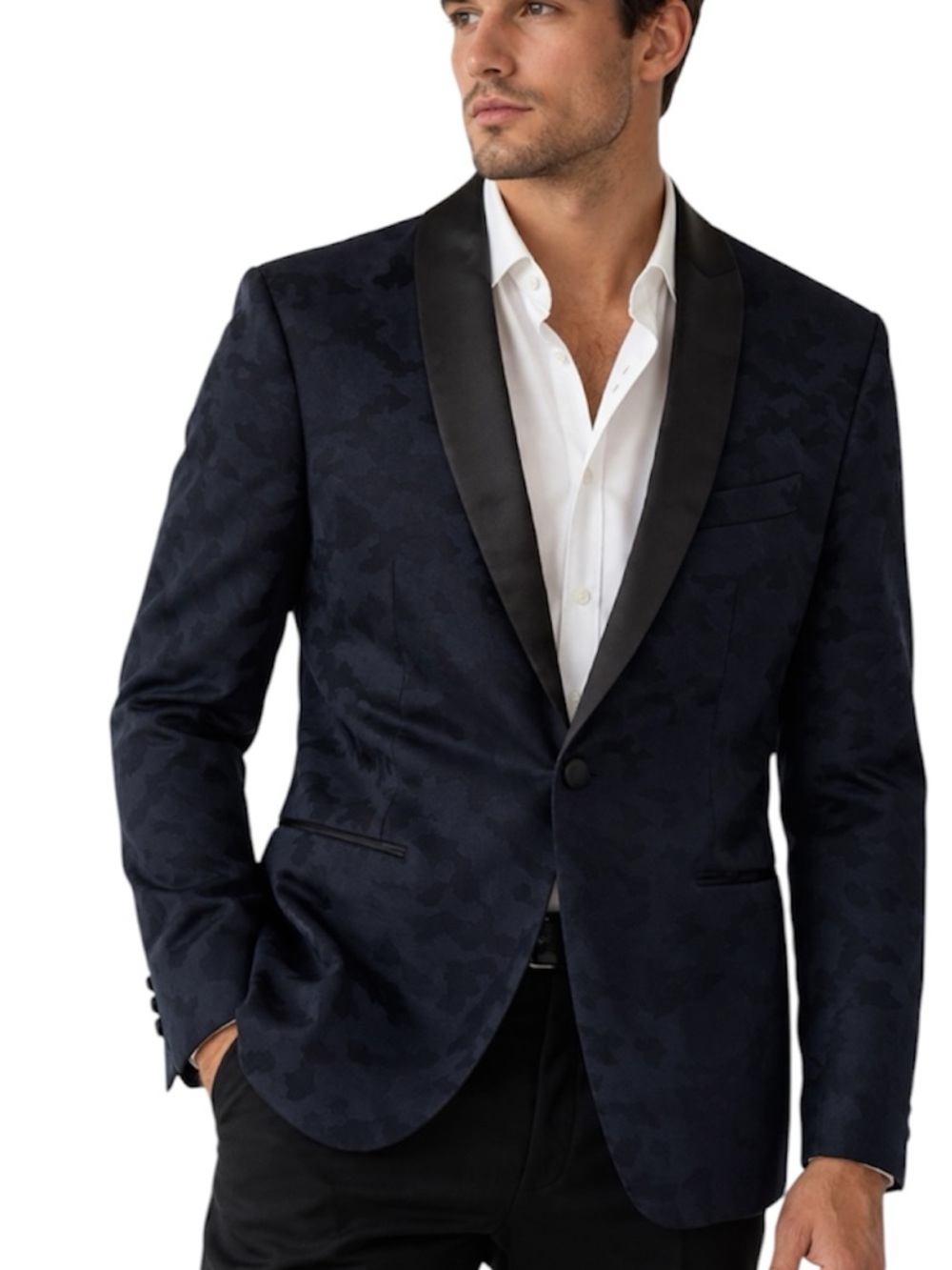 John Varvatos Bleecker Midnight Camo Wool Tuxedo Jacket